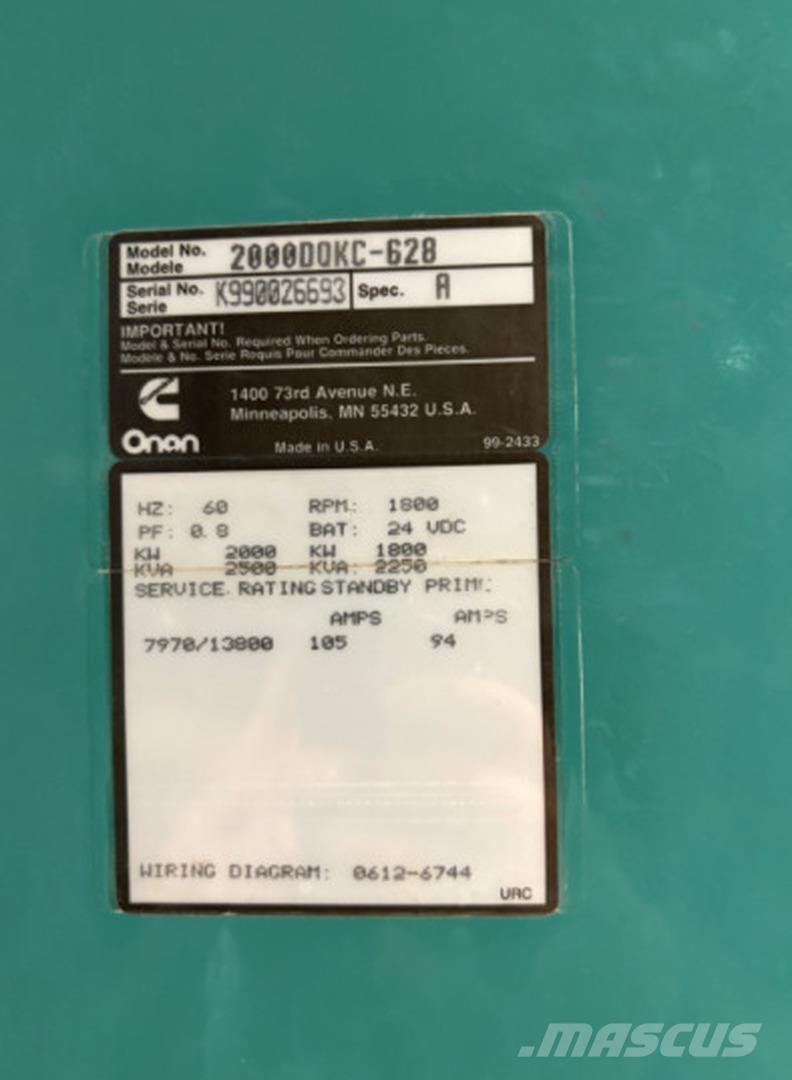 Cummins 2000DQKC-628 Naftové generátory