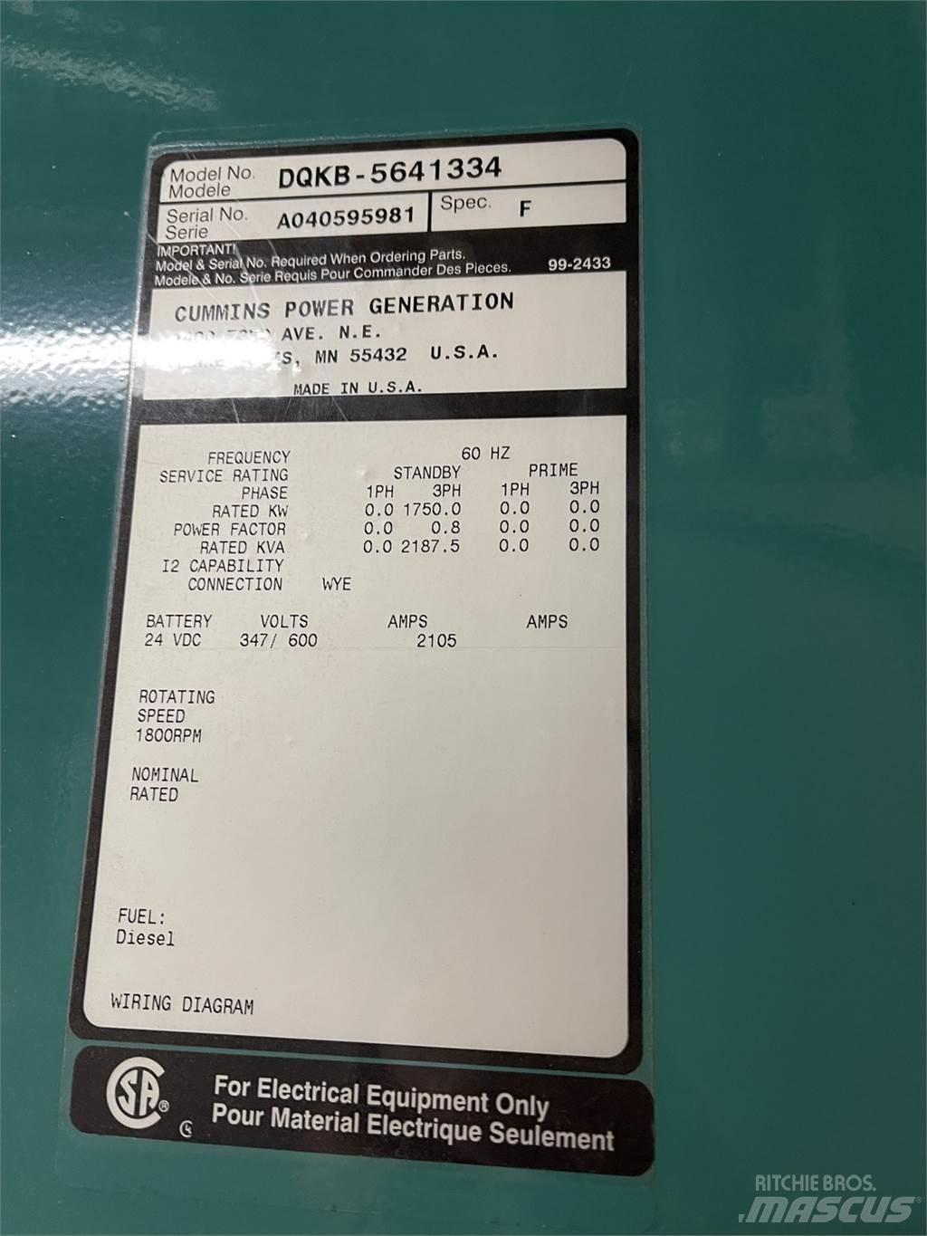 Cummins DQKB-5641334 Naftové generátory