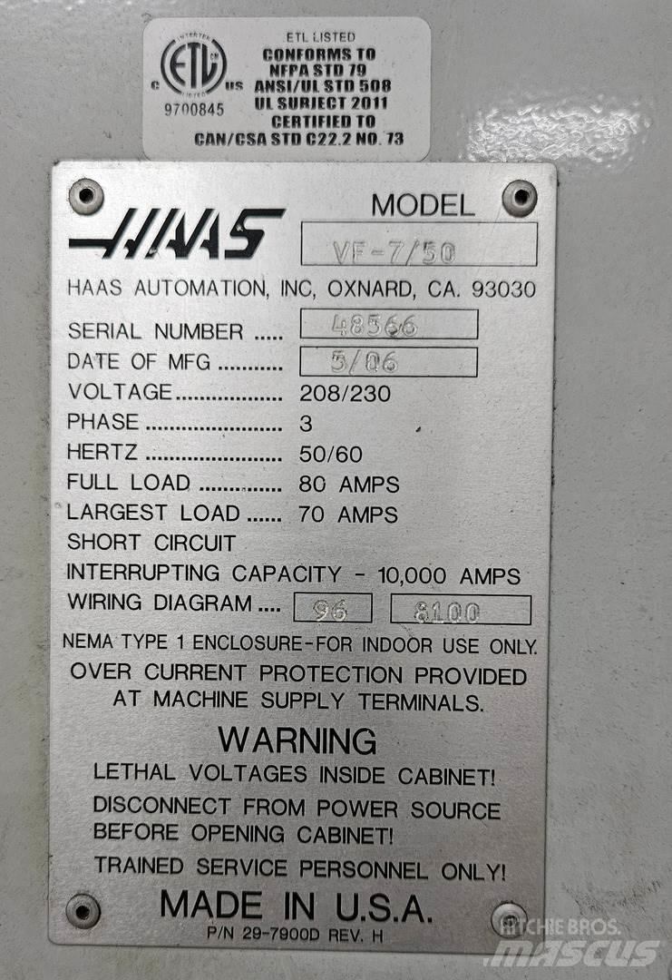 Haas VF-7/50 Stavebnictví - ostatní