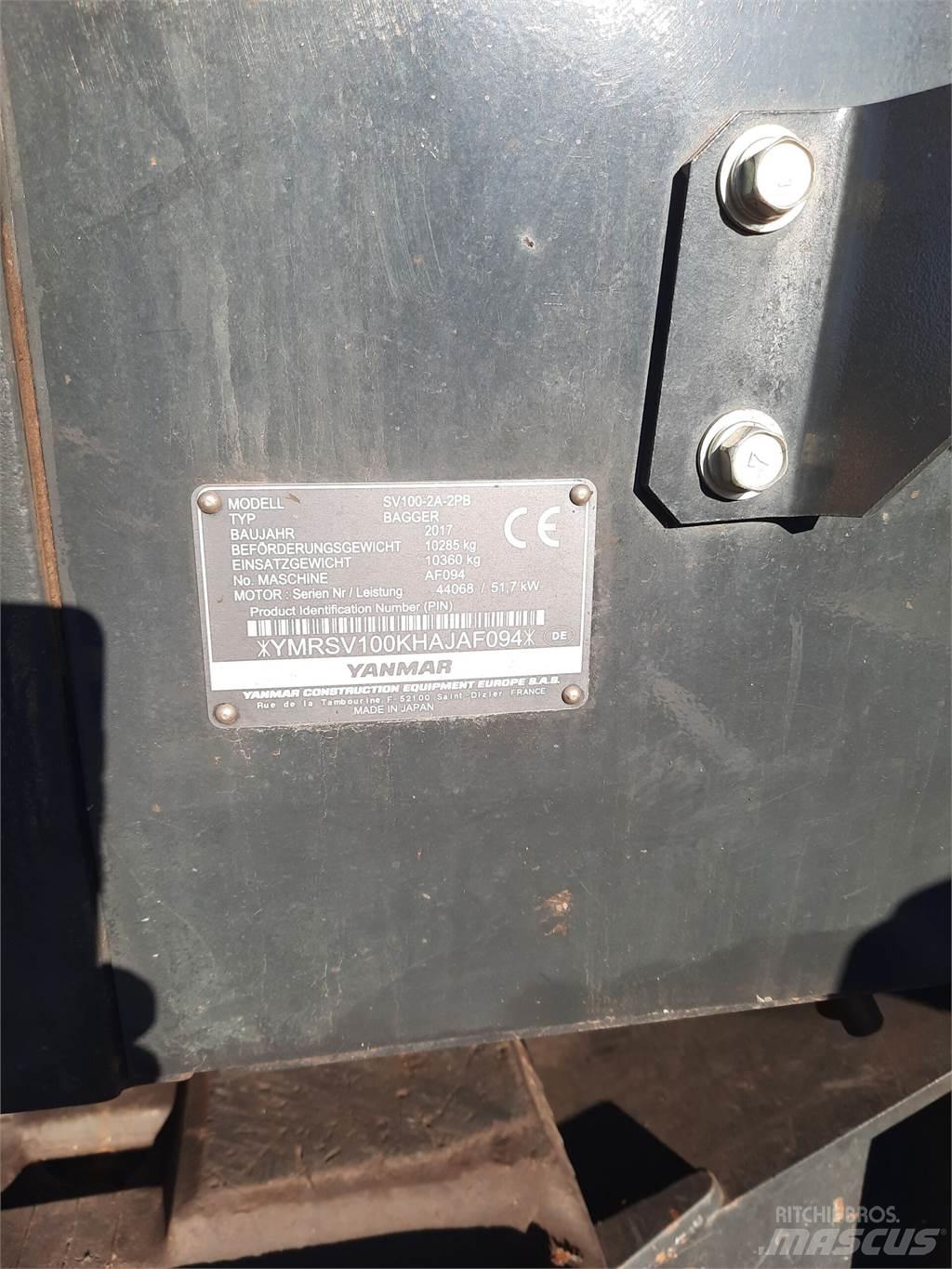 Yanmar SV 100-2PB Pásová rýpadla