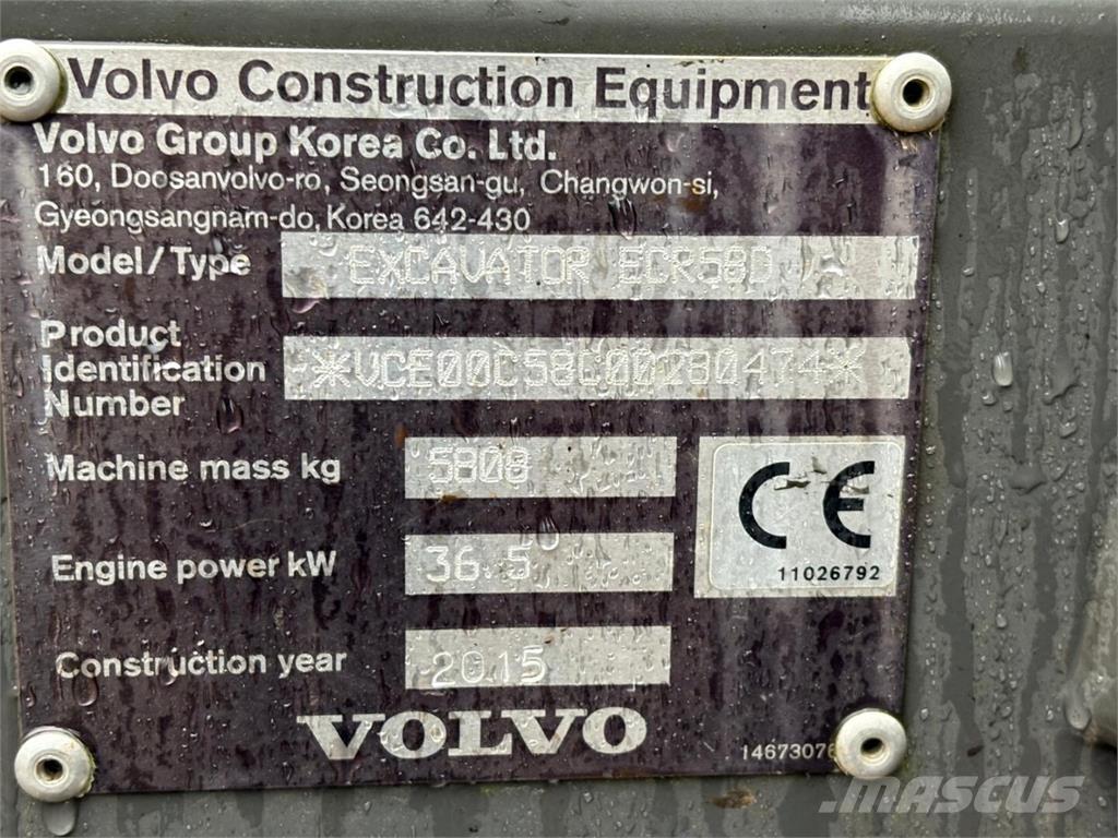 Volvo ECR 58 D Mini rýpadla < 7t