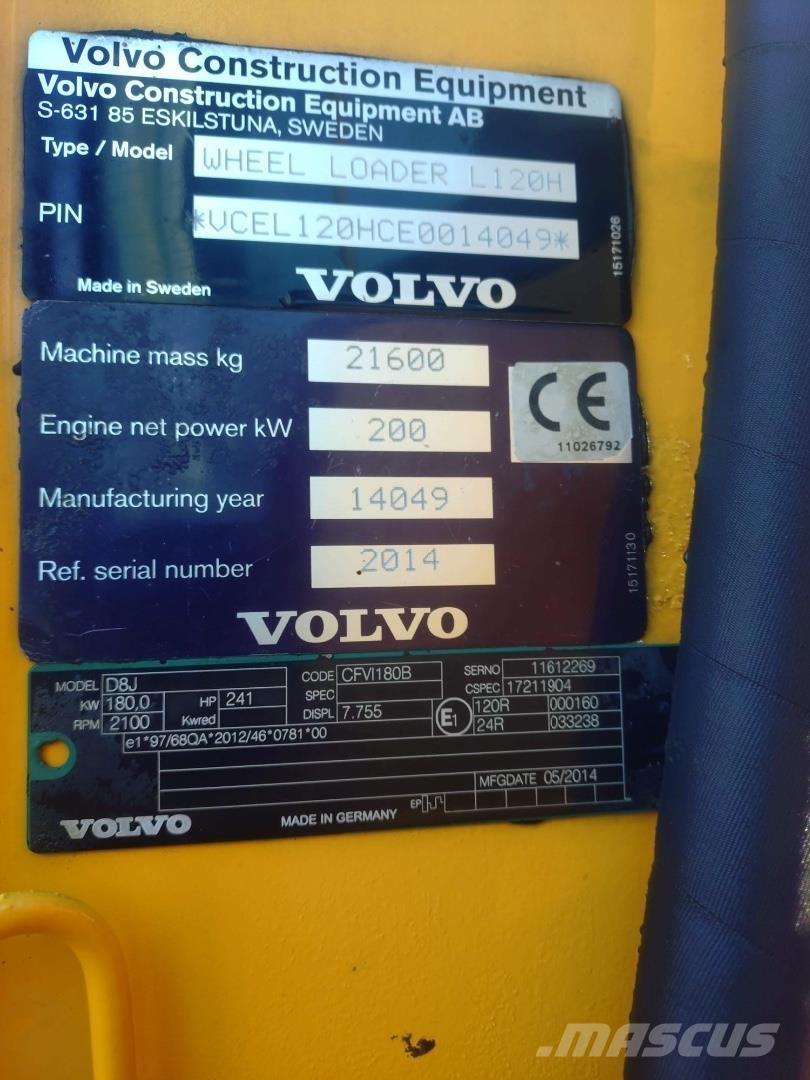 Volvo L120H Kolové nakladače