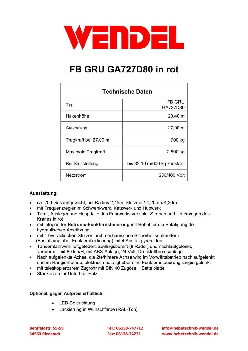 FB GRU GA727D80 Stavební jeřáby