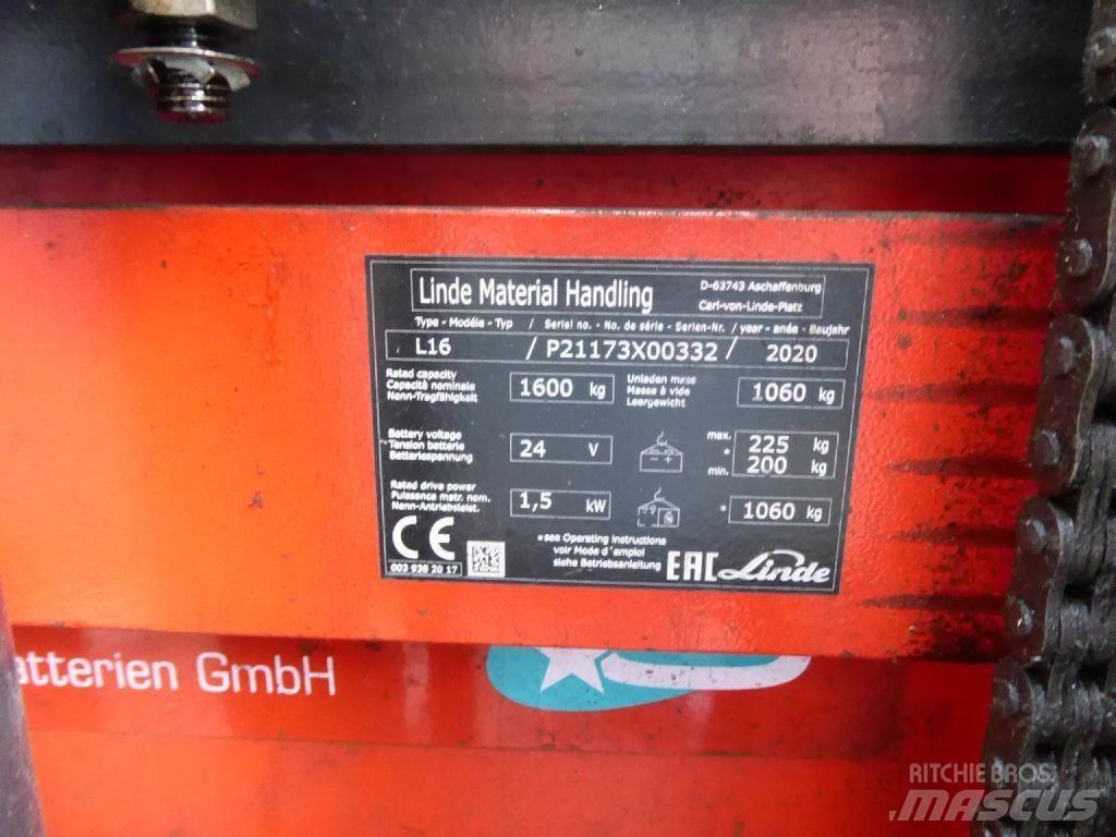 Linde L16 Ručně vedené vysokozdvižné vozíky