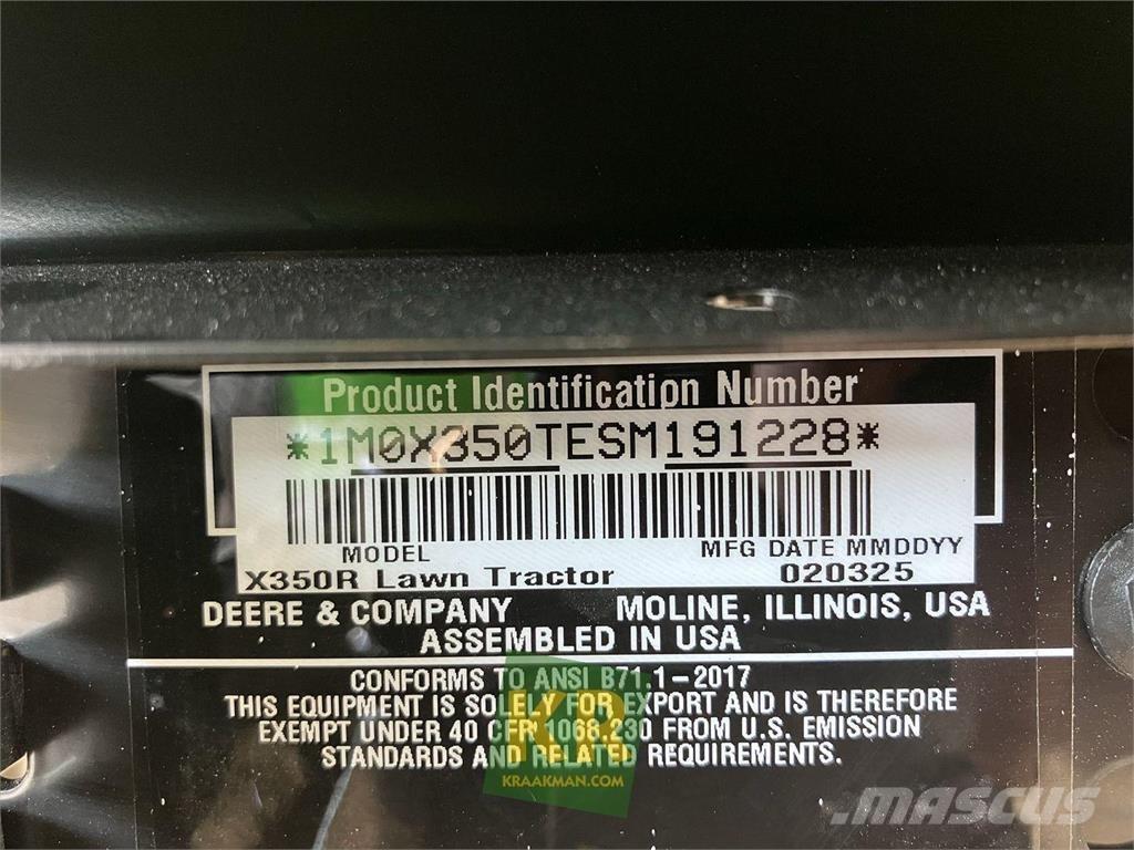 John Deere X350R Samojízdné sekačky