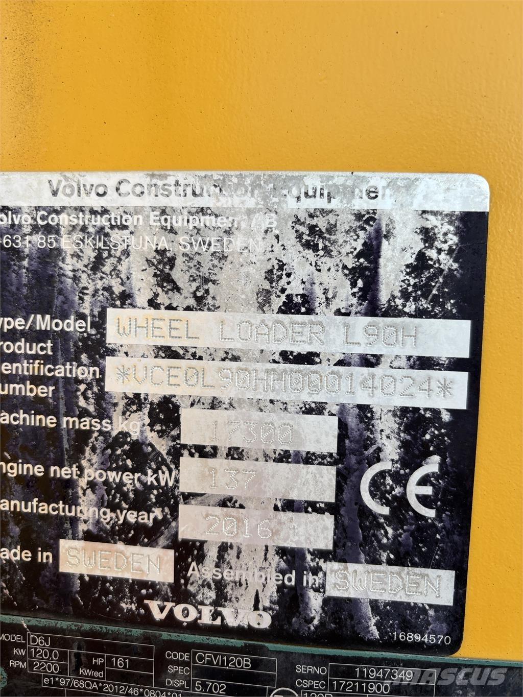 Volvo L90H Kolové nakladače