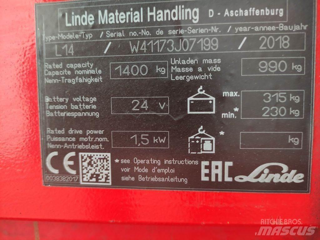 Linde L14i Ručně vedené vysokozdvižné vozíky