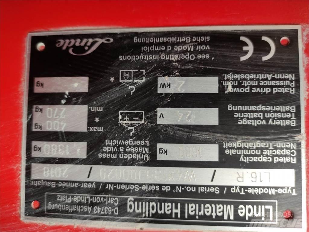 Linde L16 R Ručně vedené vysokozdvižné vozíky