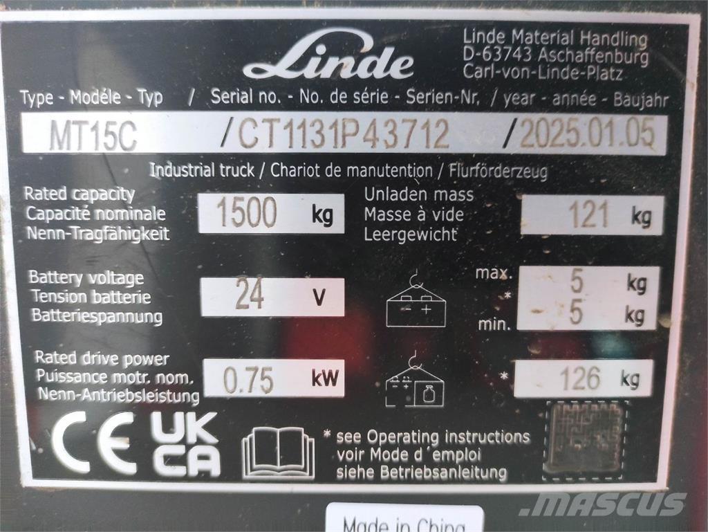 Linde MT15C Nízkozdvižný vozík
