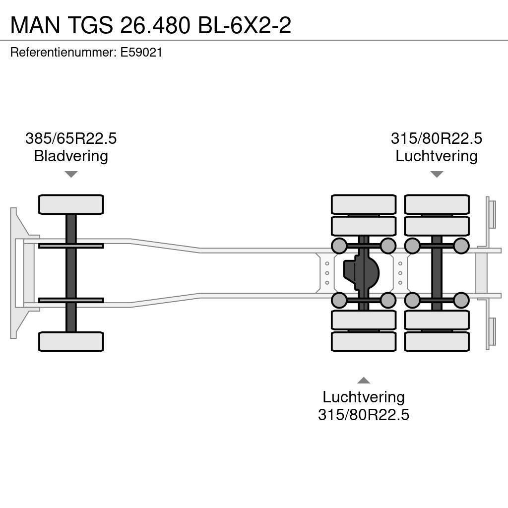 MAN TGS 26.480 BL-6X2-2 Kontejnerový rám/Přepravníky kontejnerů