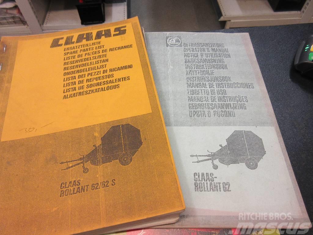 CLAAS Rollant 62 manuals / ohjekirjat Lis na válcové balíky