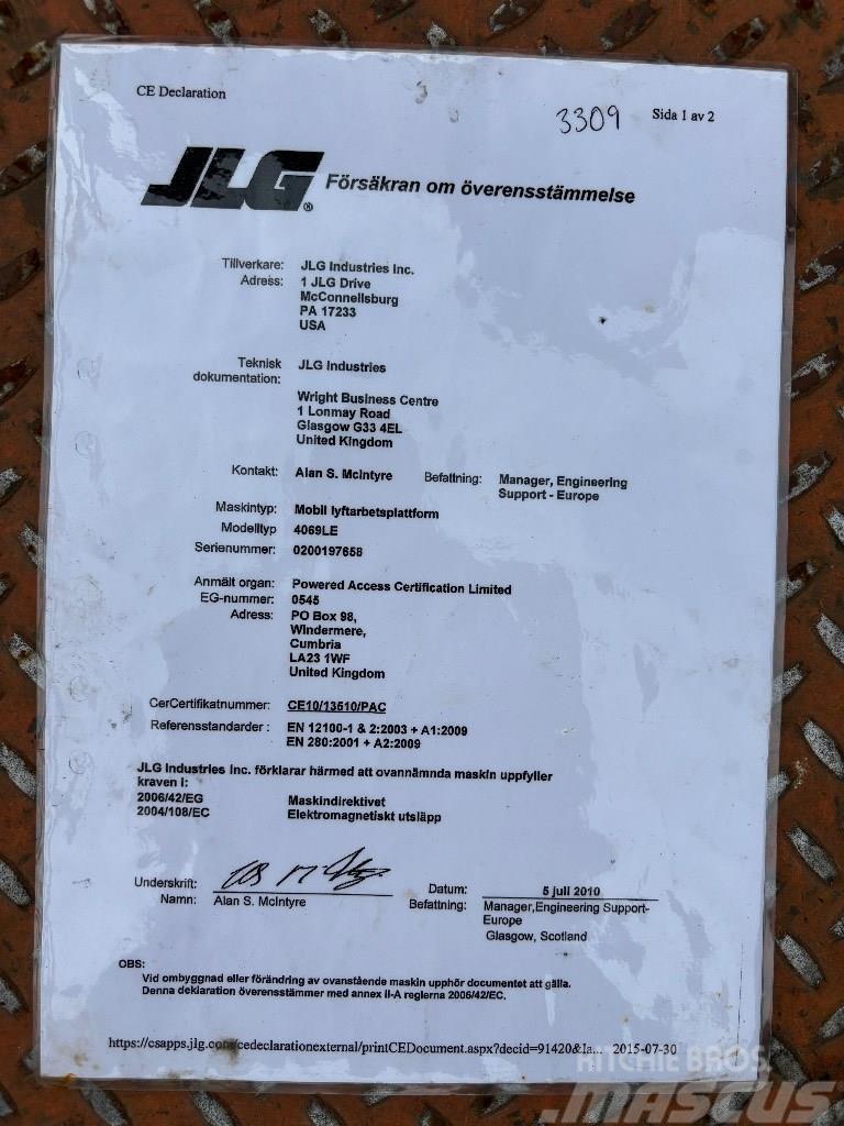 JLG 4069 LE hoogwerker 14m Nůžková zvedací plošina