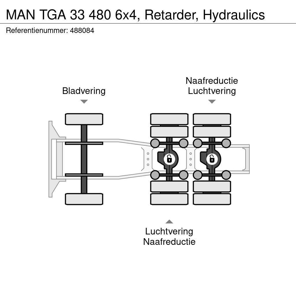 MAN TGA 33 480 6x4, Retarder, Hydraulics Tahače