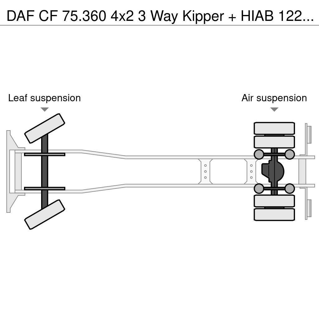 DAF CF 75.360 4x2 3 Way Kipper + HIAB 122 E-3 Hiduo Sklápěče
