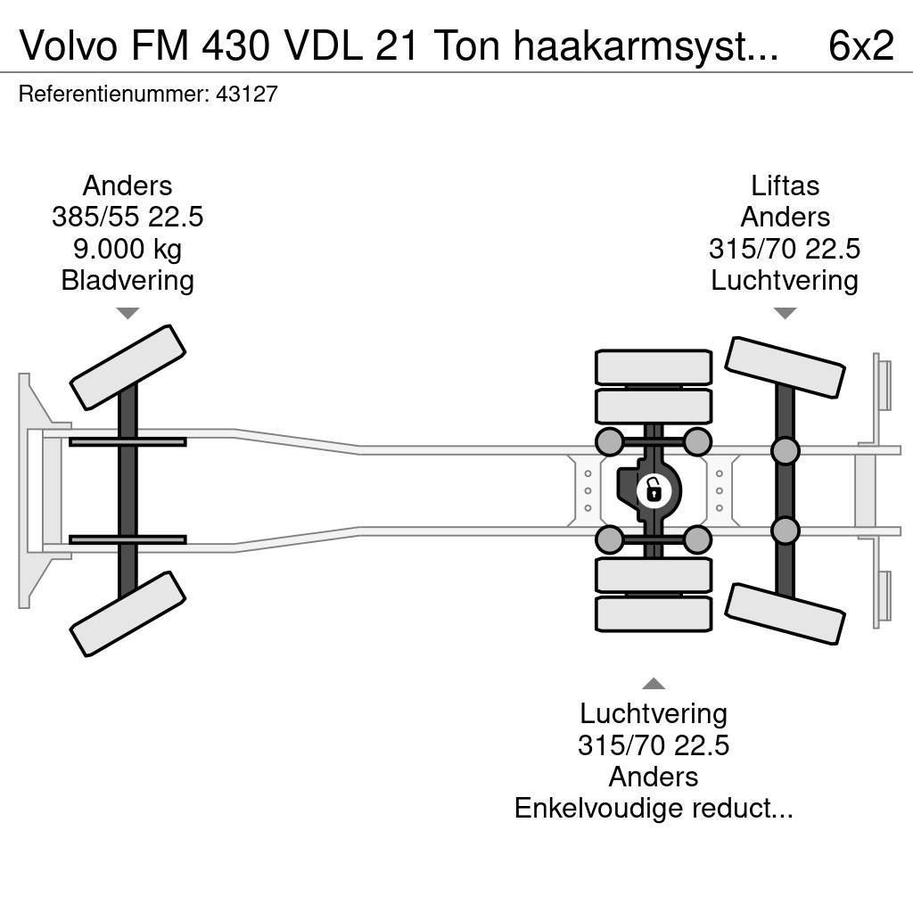 Volvo FM 430 VDL 21 Ton haakarmsysteem Hákový nosič kontejnerů