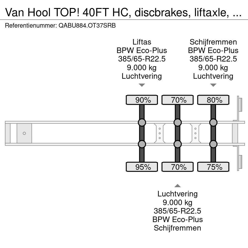 Van Hool TOP! 40FT HC, discbrakes, liftaxle, empty-weight: Kontejnerové návěsy
