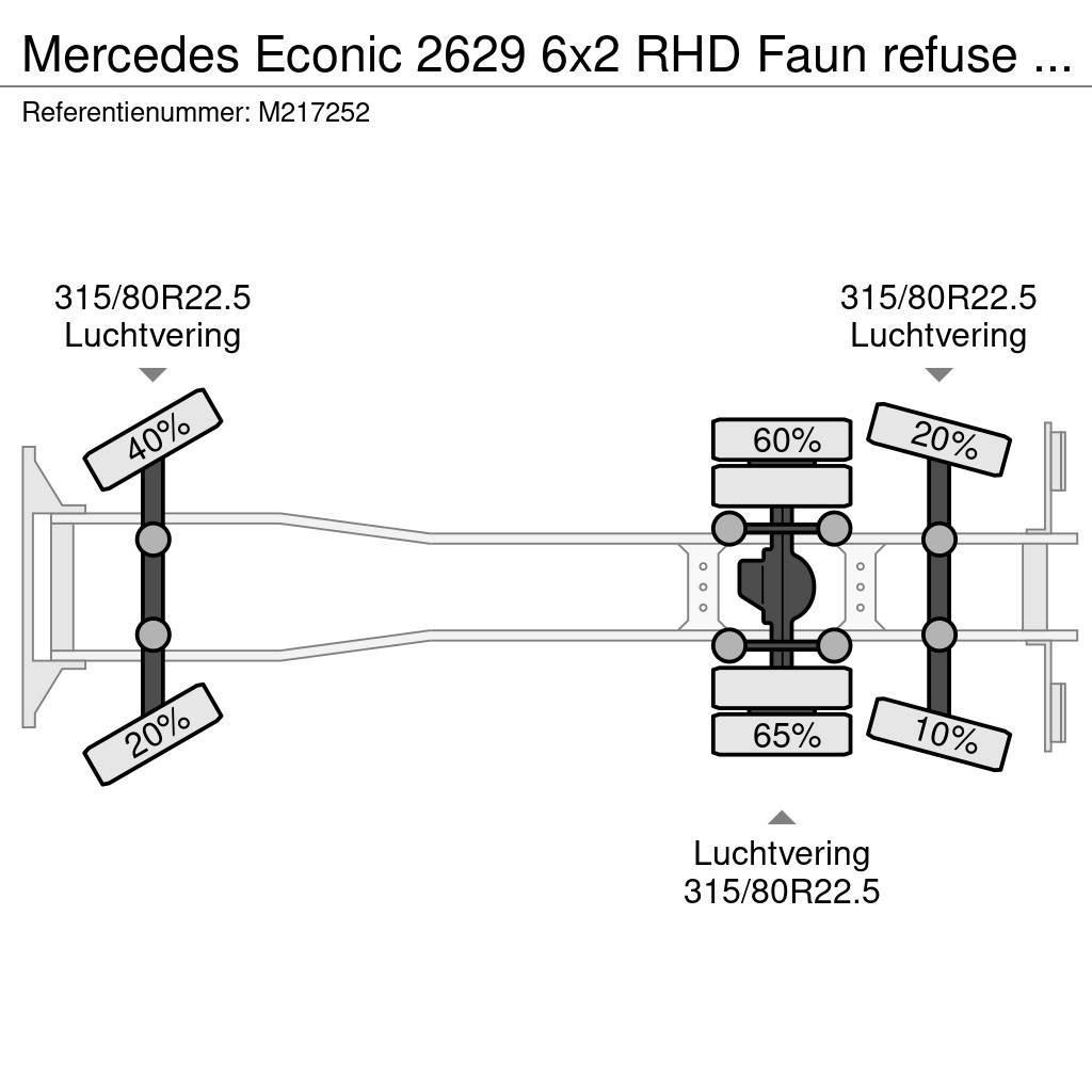 Mercedes-Benz Econic 2629 6x2 RHD Faun refuse truck Popelářské vozy
