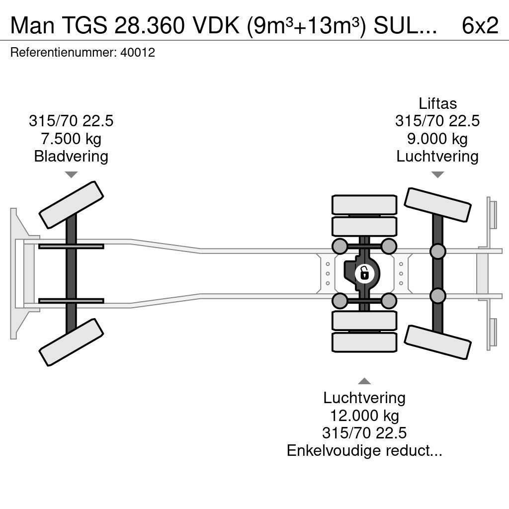 MAN TGS 28.360 VDK (9m³+13m³) SULO weighing system Popelářské vozy