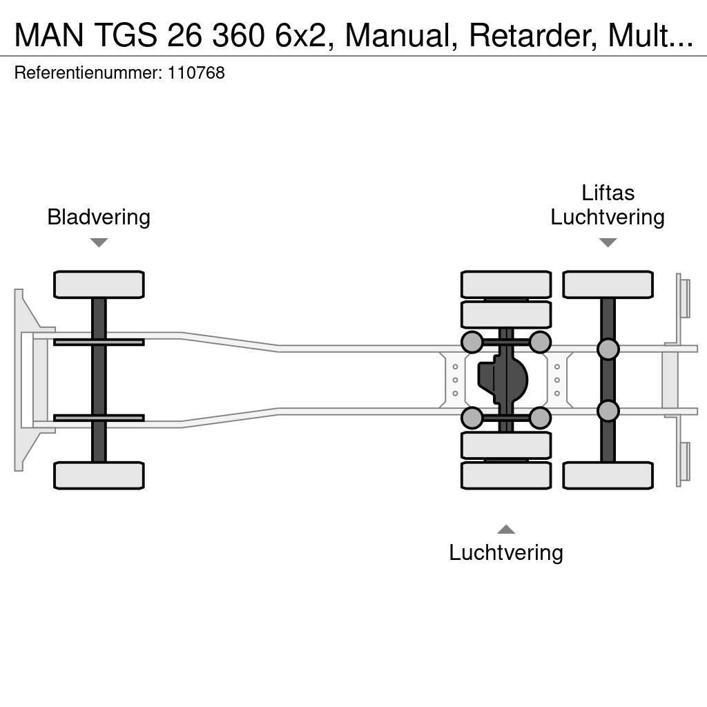 MAN TGS 26 360 6x2, Manual, Retarder, Multilift Hákový nosič kontejnerů