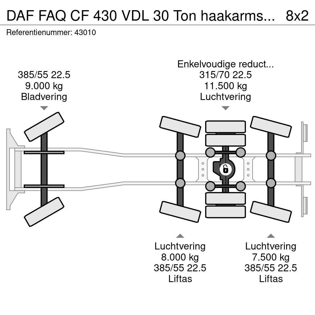DAF FAQ CF 430 VDL 30 Ton haakarmsysteem Hákový nosič kontejnerů