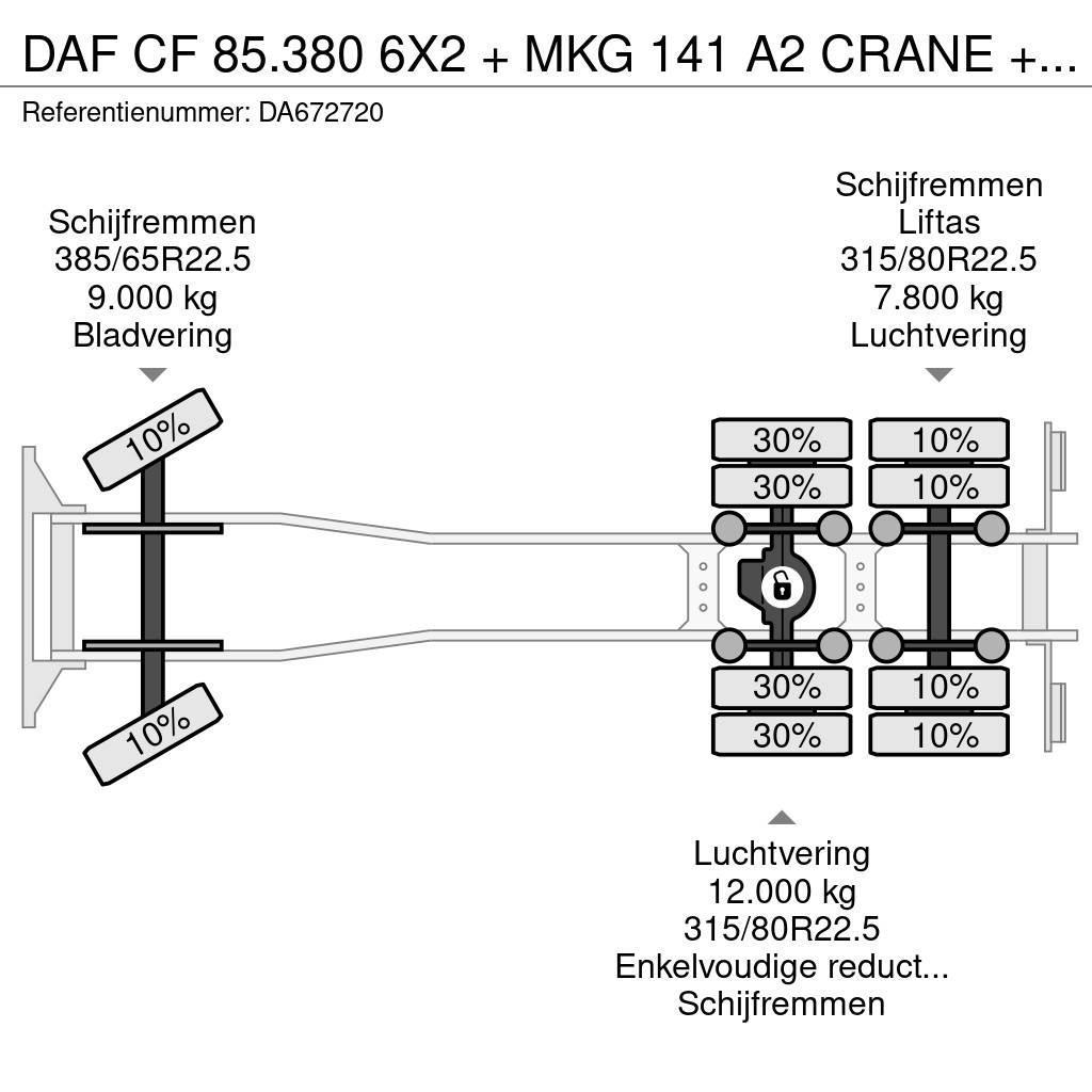 DAF CF 85.380 6X2 + MKG 141 A2 CRANE + 20 TON HOOKLIFT Hákový nosič kontejnerů