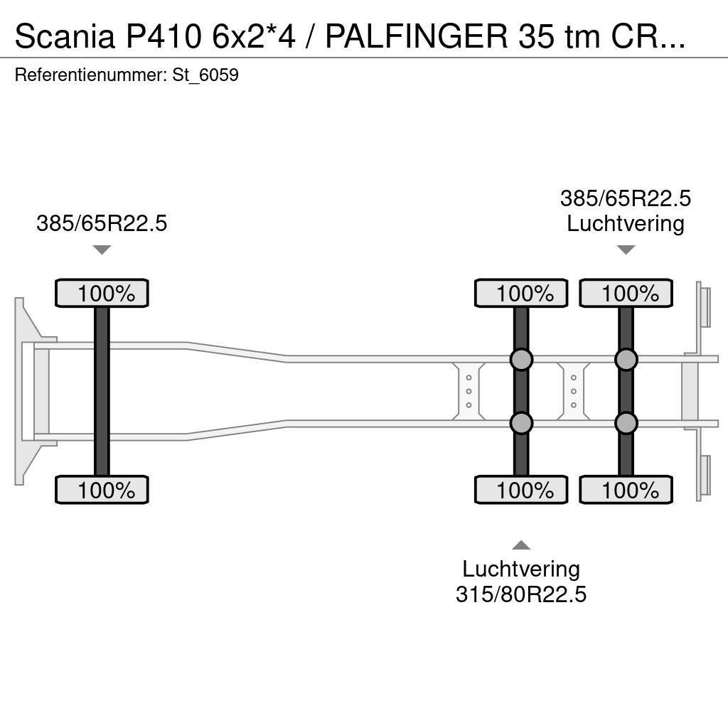 Scania P410 6x2*4 / PALFINGER 35 tm CRANE + WINCH Autojeřáby, hydraulické ruky