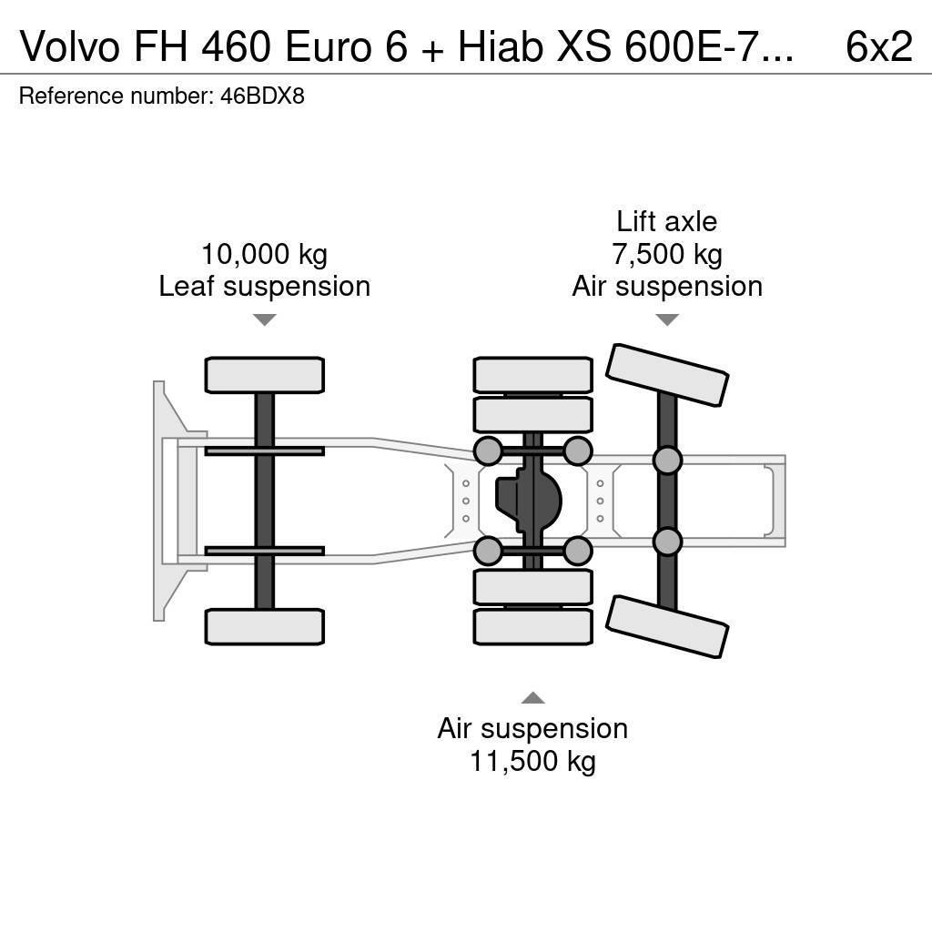 Volvo FH 460 Euro 6 + Hiab XS 600E-7 Hipro + Jib 135X-4 Tahače