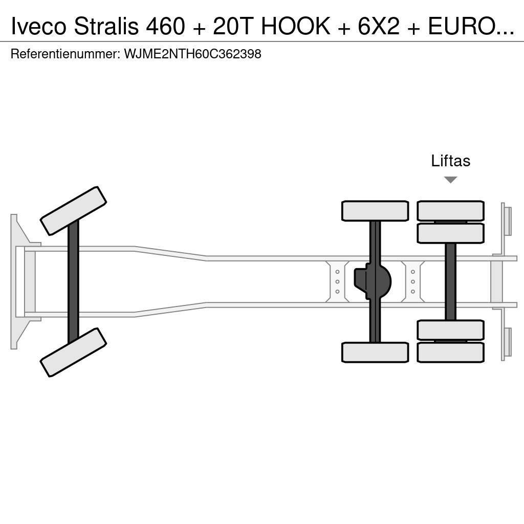 Iveco Stralis 460 + 20T HOOK + 6X2 + EURO 6 + 12 PC IN S Hákový nosič kontejnerů