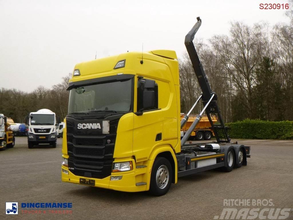 Scania R450 6x2 Euro 6C + Retarder + Meiller container ho Hákový nosič kontejnerů