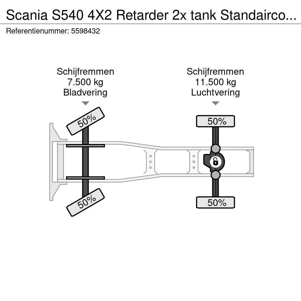Scania S540 4X2 Retarder 2x tank Standairco LED German tr Tahače