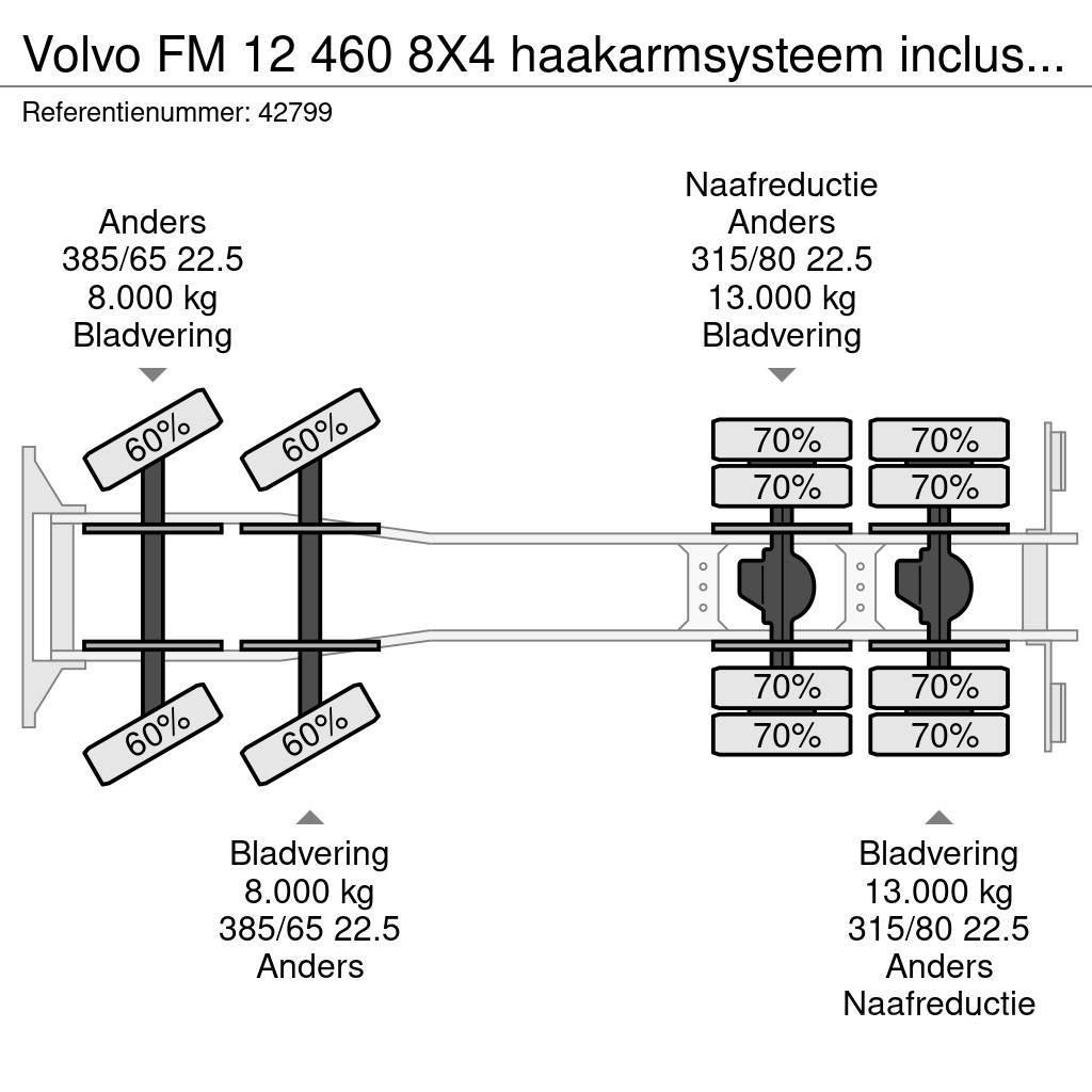 Volvo FM 12 460 8X4 haakarmsysteem inclusief container m Hákový nosič kontejnerů