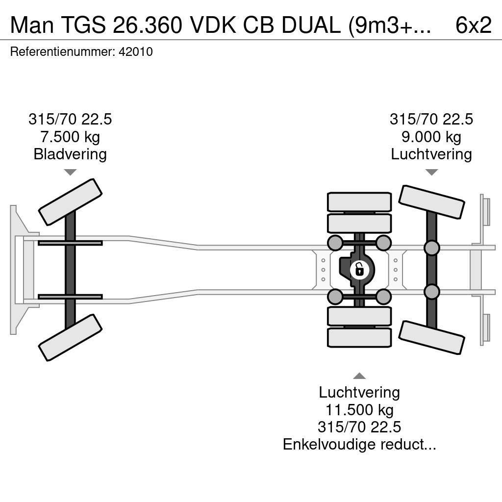 MAN TGS 26.360 VDK CB DUAL (9m3+13m3) SULO weighing sy Popelářské vozy