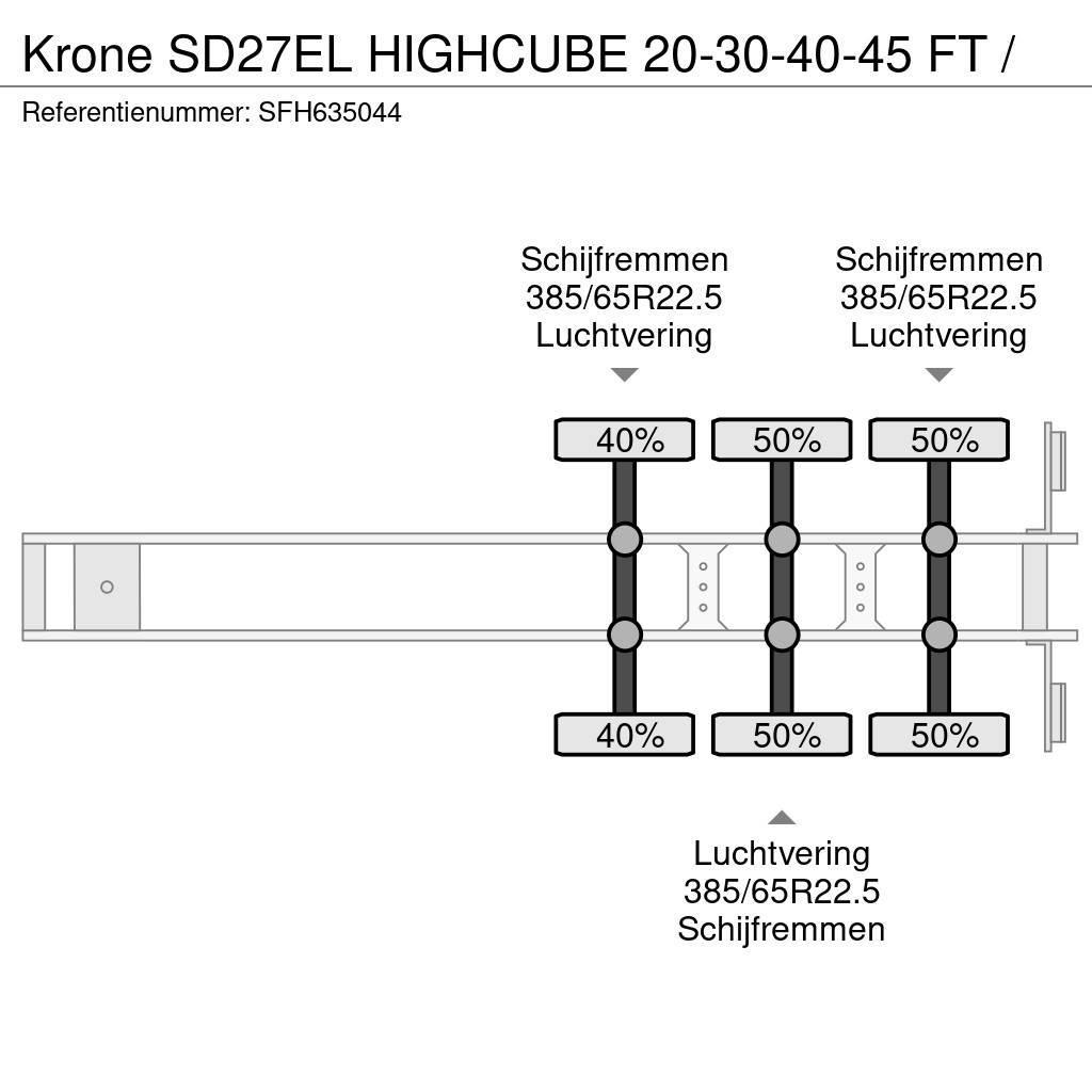 Krone SD27EL HIGHCUBE 20-30-40-45 FT / Kontejnerové návěsy