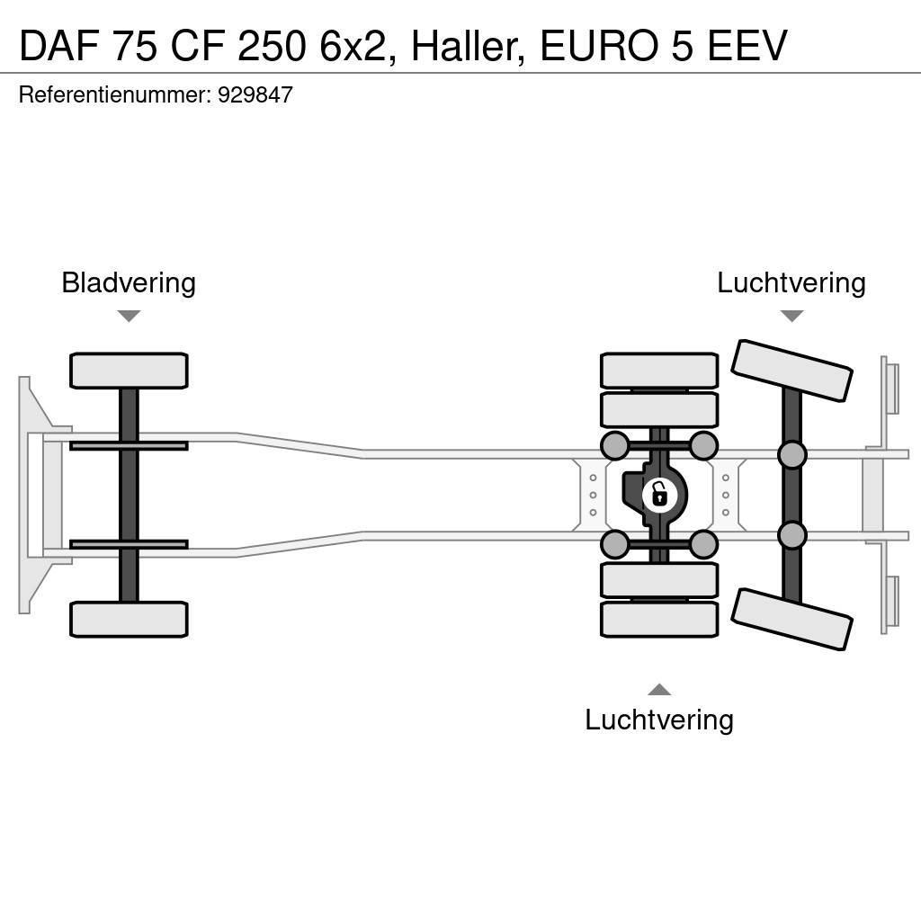 DAF 75 CF 250 6x2, Haller, EURO 5 EEV Popelářské vozy