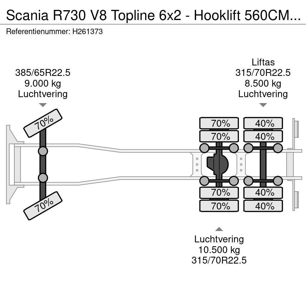 Scania R730 V8 Topline 6x2 - Hooklift 560CM - Custom in- Hákový nosič kontejnerů