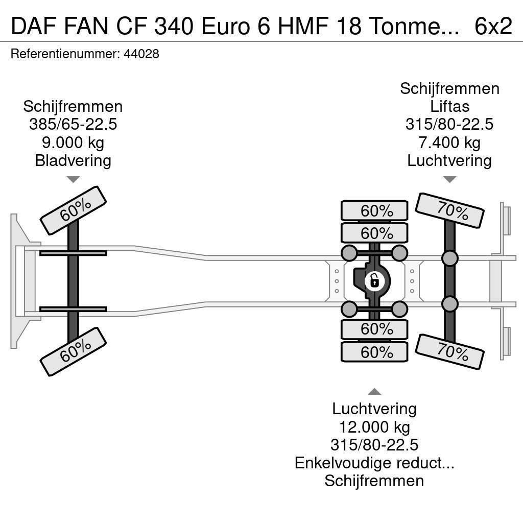 DAF FAN CF 340 Euro 6 HMF 18 Tonmeter laadkraan met li Hákový nosič kontejnerů