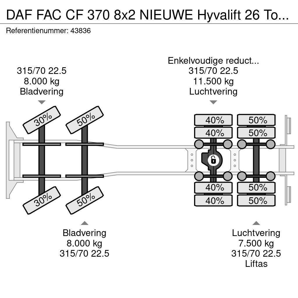 DAF FAC CF 370 8x2 NIEUWE Hyvalift 26 Ton haakarmsyste Hákový nosič kontejnerů