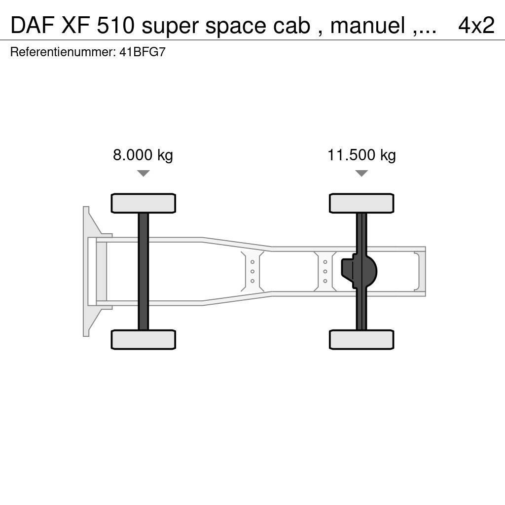 DAF XF 510 super space cab , manuel , euro 6, top cond Tahače