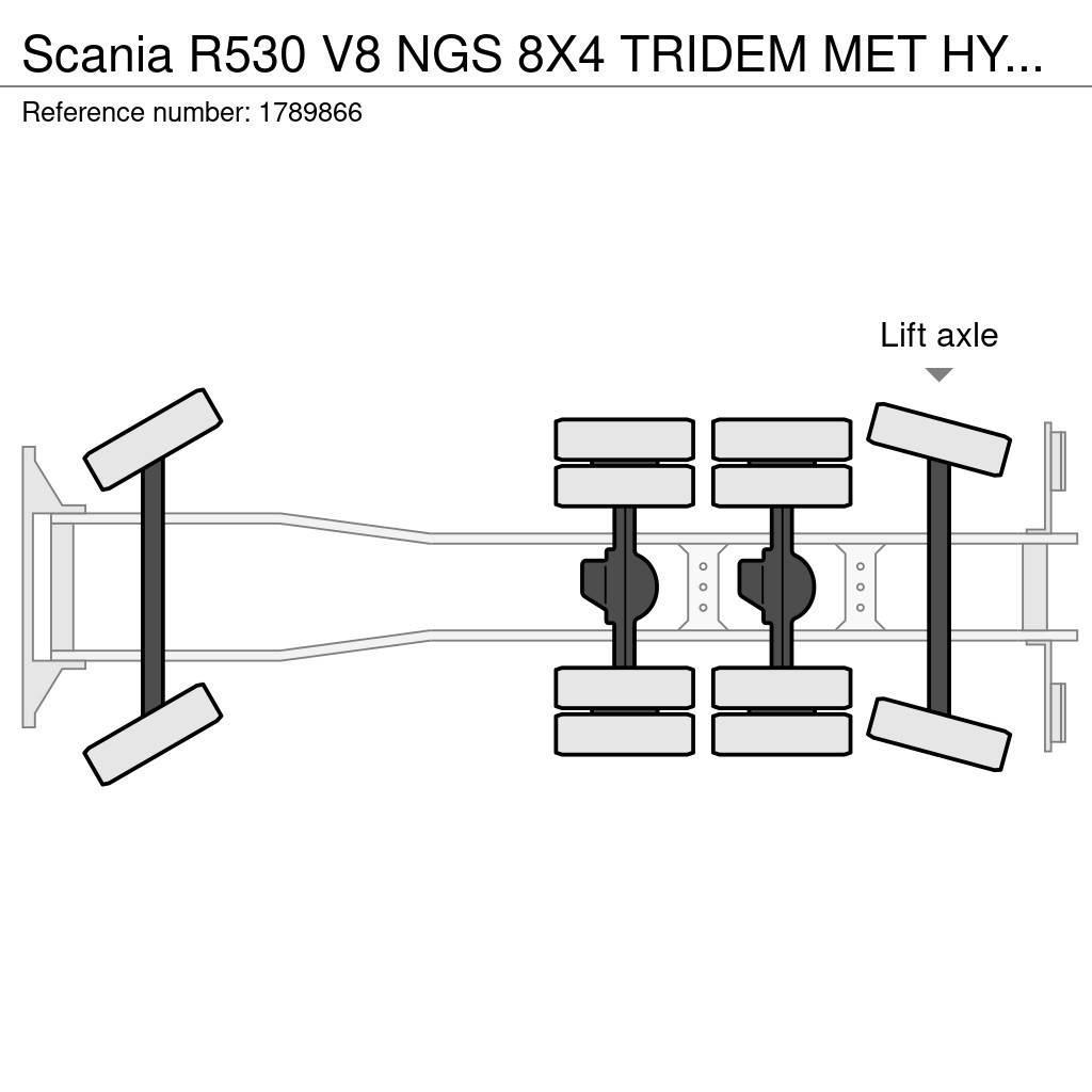 Scania R530 V8 NGS 8X4 TRIDEM MET HYVA 2Z KIPPER + HMF 50 Autojeřáby, hydraulické ruky