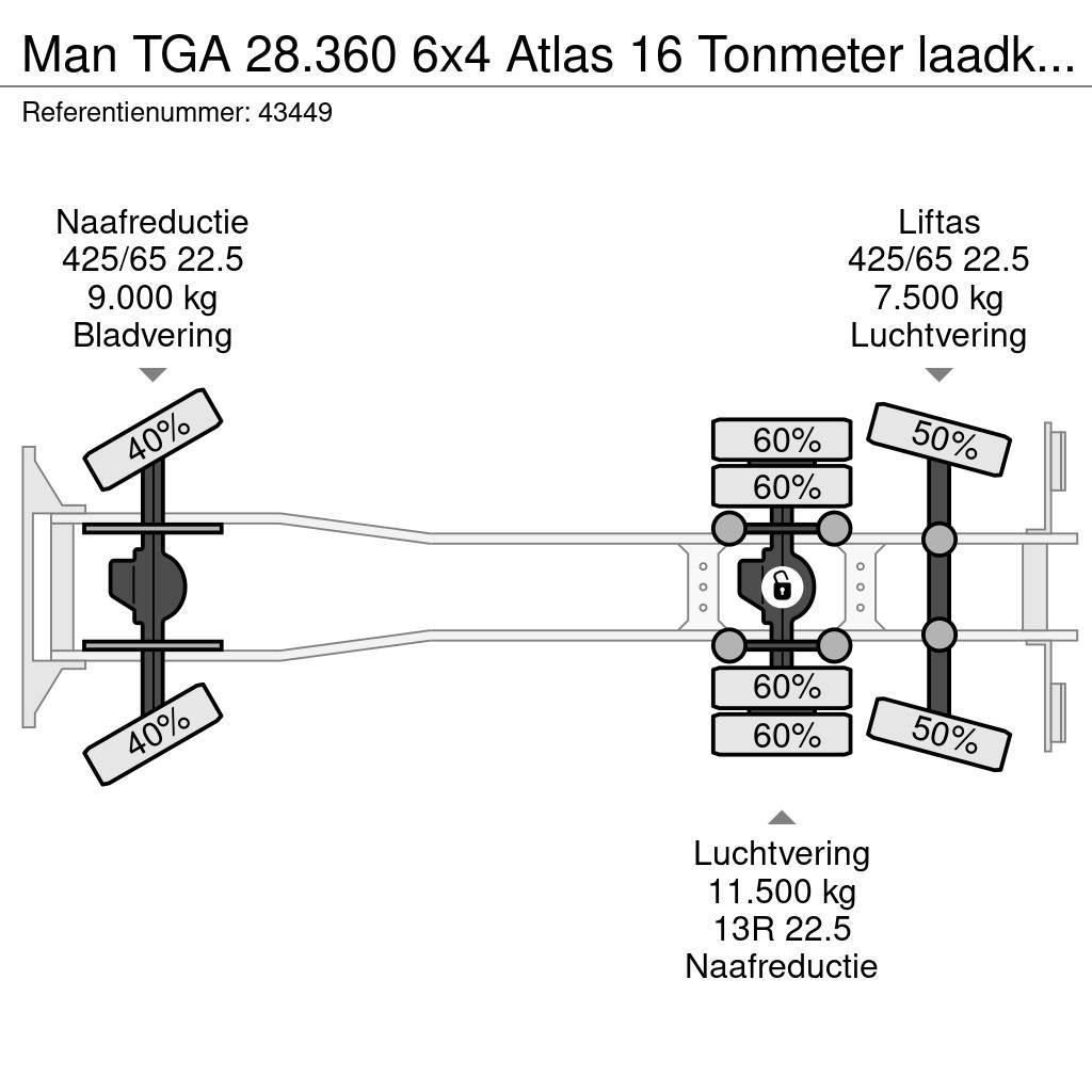 MAN TGA 28.360 6x4 Atlas 16 Tonmeter laadkraan Hákový nosič kontejnerů