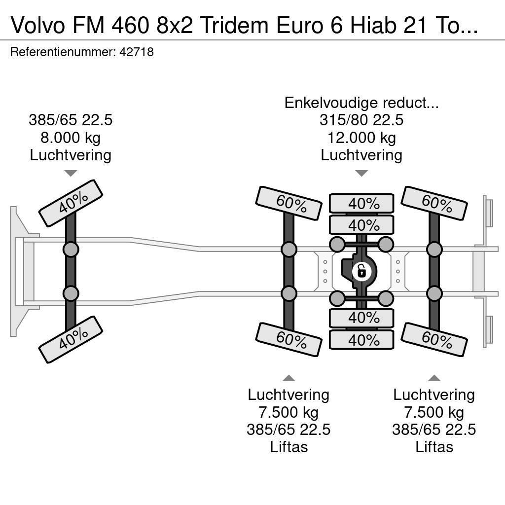Volvo FM 460 8x2 Tridem Euro 6 Hiab 21 Tonmeter laadkraa Hákový nosič kontejnerů