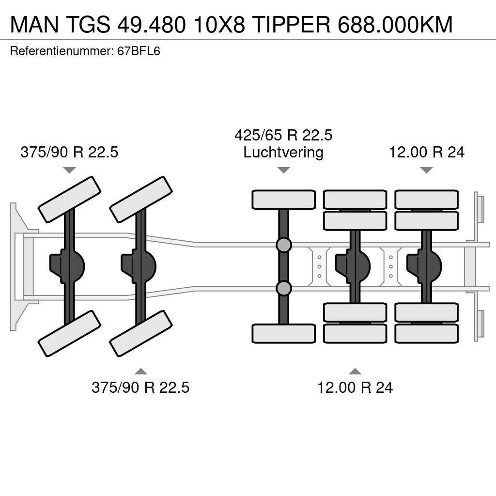 MAN TGS 49.480 10X8 TIPPER 688.000KM Sklápěče