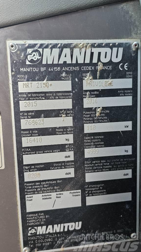 Manitou MRT 2150 Plus Privilege Teleskopické manipulátory