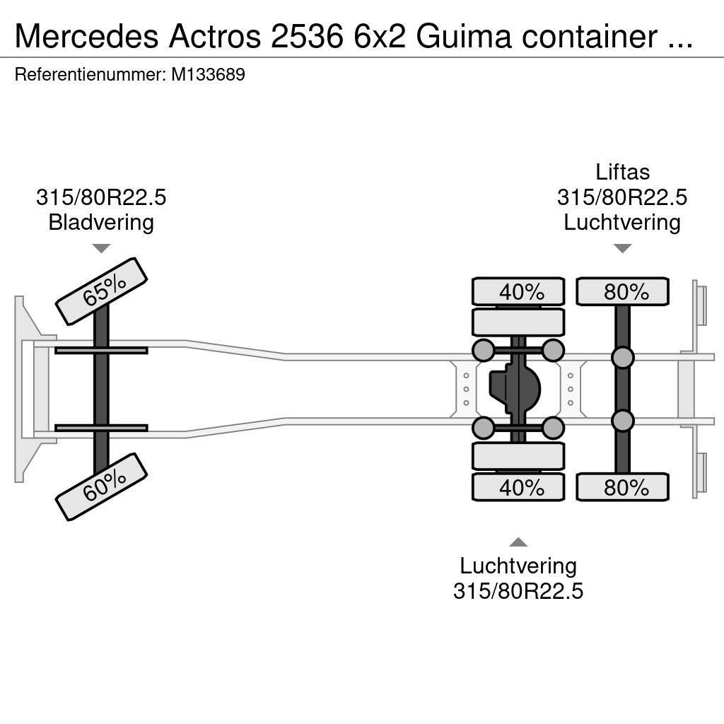 Mercedes-Benz Actros 2536 6x2 Guima container hook 16 t Hákový nosič kontejnerů