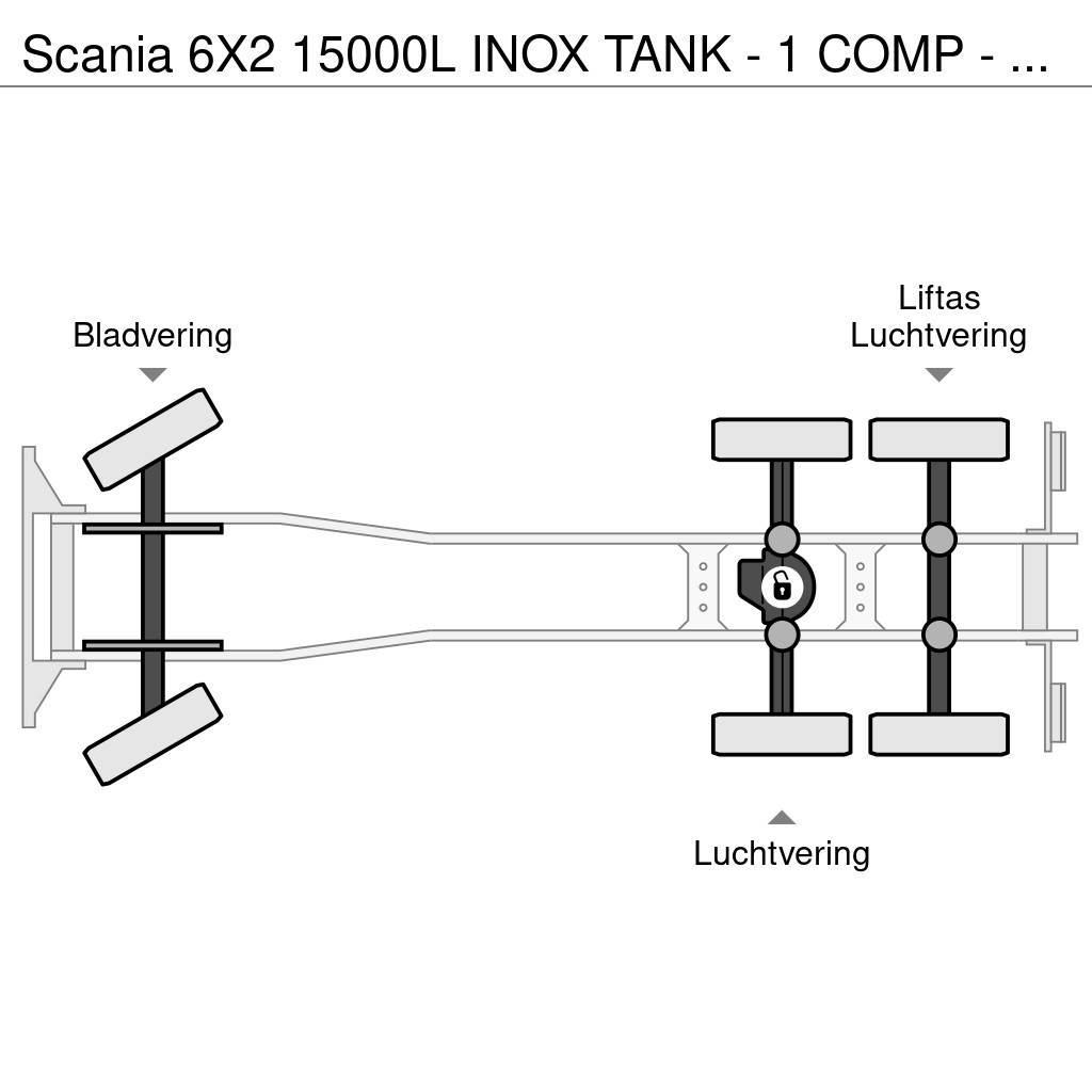 Scania 6X2 15000L INOX TANK - 1 COMP - RETARDER Cisternové vozy