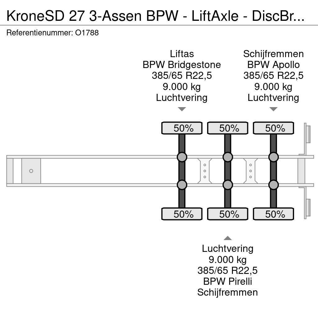 Krone SD 27 3-Assen BPW - LiftAxle - DiscBrakes - 5510kg Kontejnerové návěsy