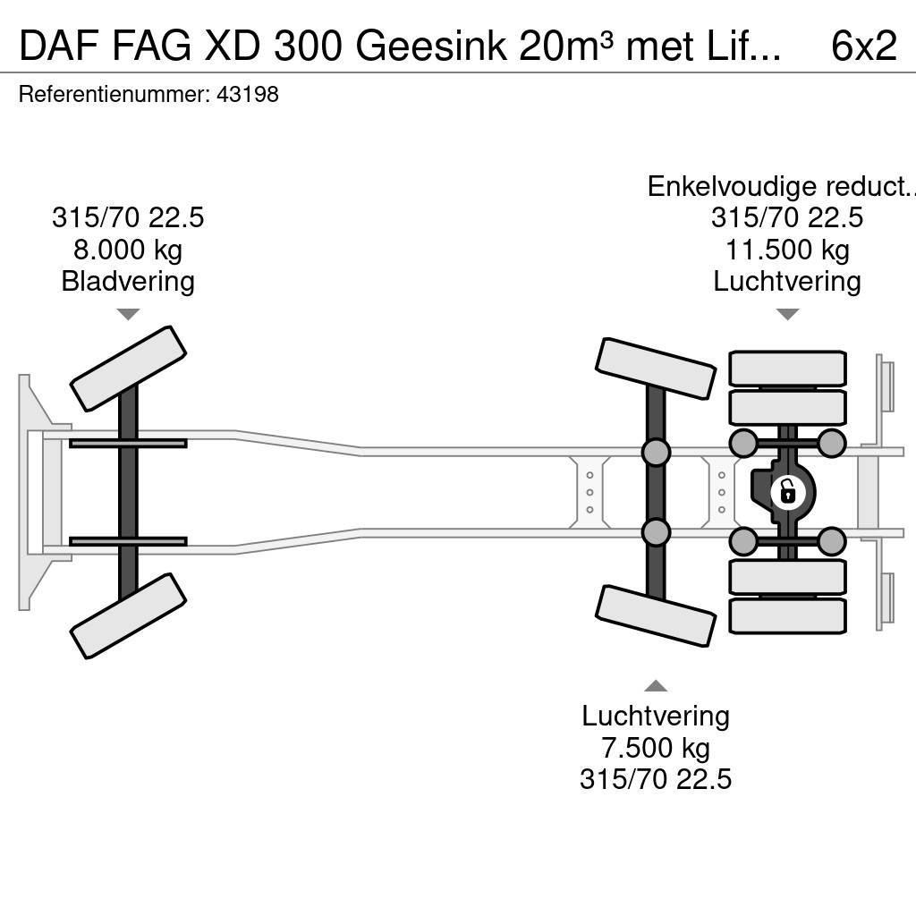 DAF FAG XD 300 Geesink 20m³ met Liftmate Instaplift Popelářské vozy