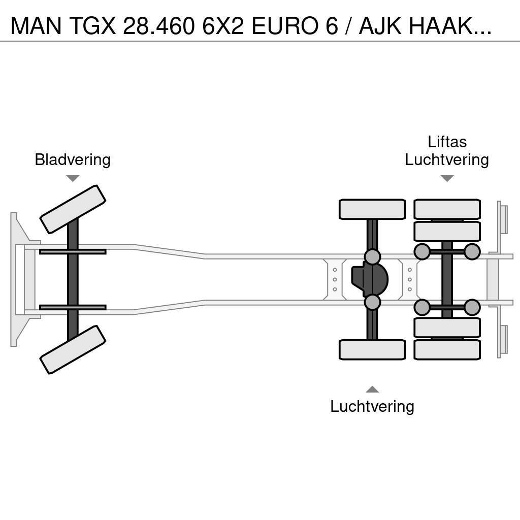 MAN TGX 28.460 6X2 EURO 6 / AJK HAAKSYSTEEM / BELGIUM Hákový nosič kontejnerů
