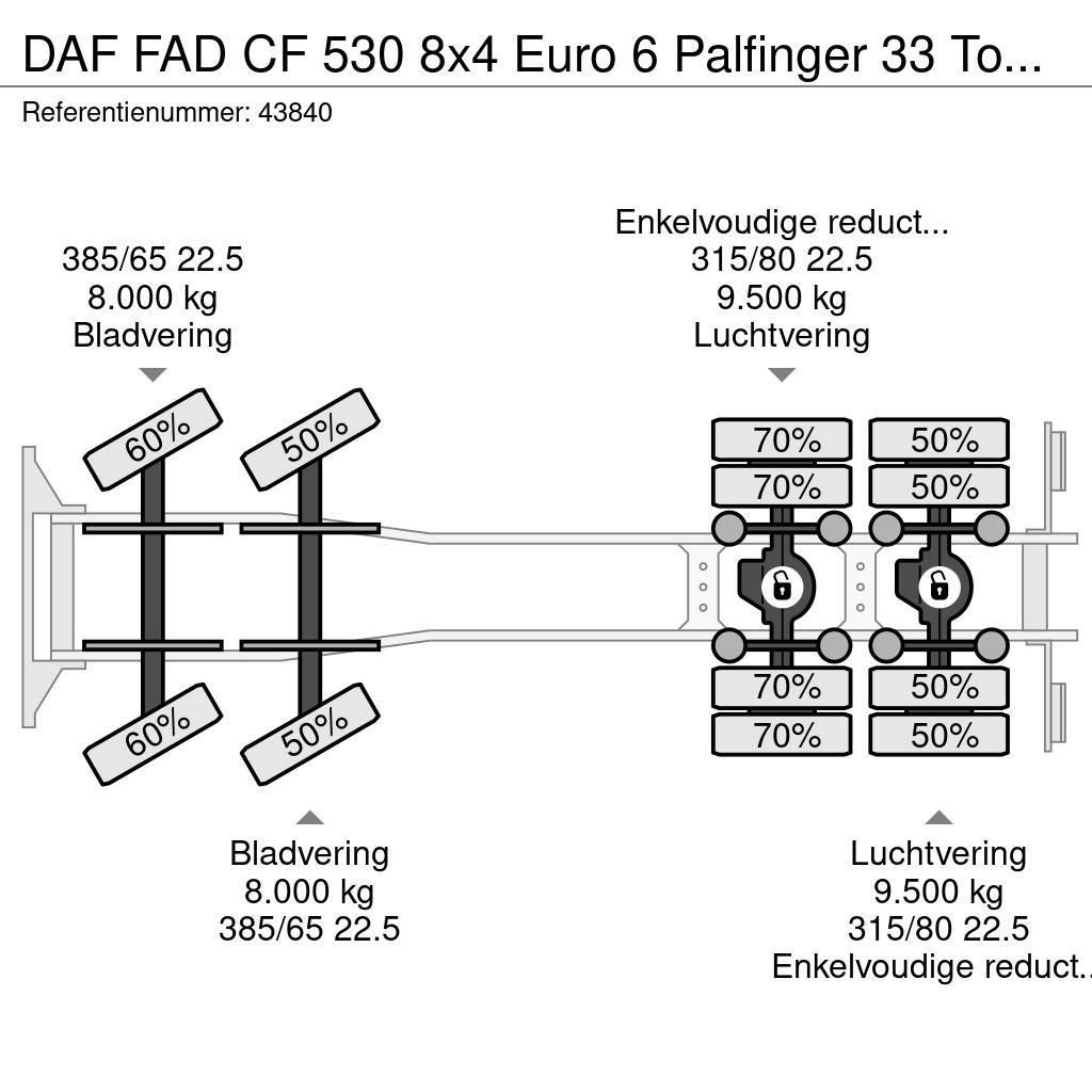 DAF FAD CF 530 8x4 Euro 6 Palfinger 33 Tonmeter laadkr Hákový nosič kontejnerů