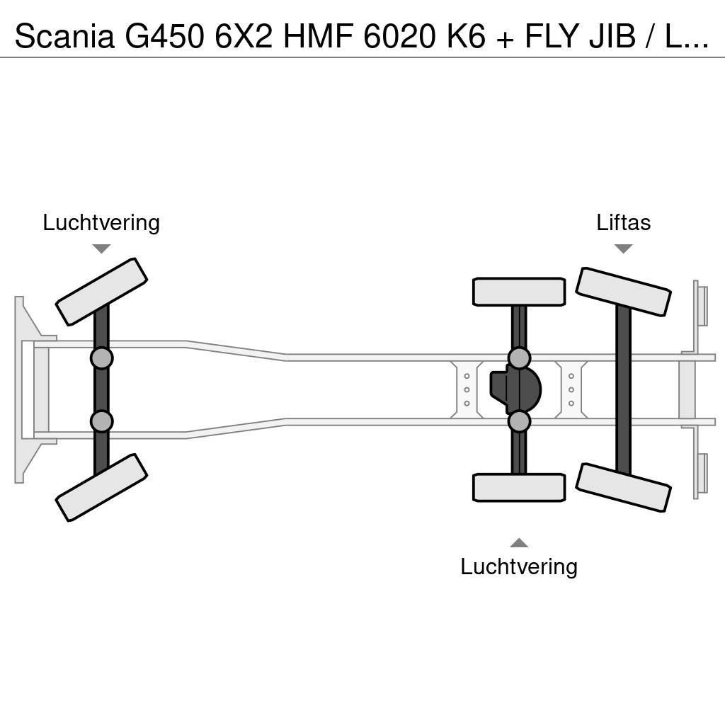 Scania G450 6X2 HMF 6020 K6 + FLY JIB / LIER / WINCH / 60 Univerzální terénní jeřáby